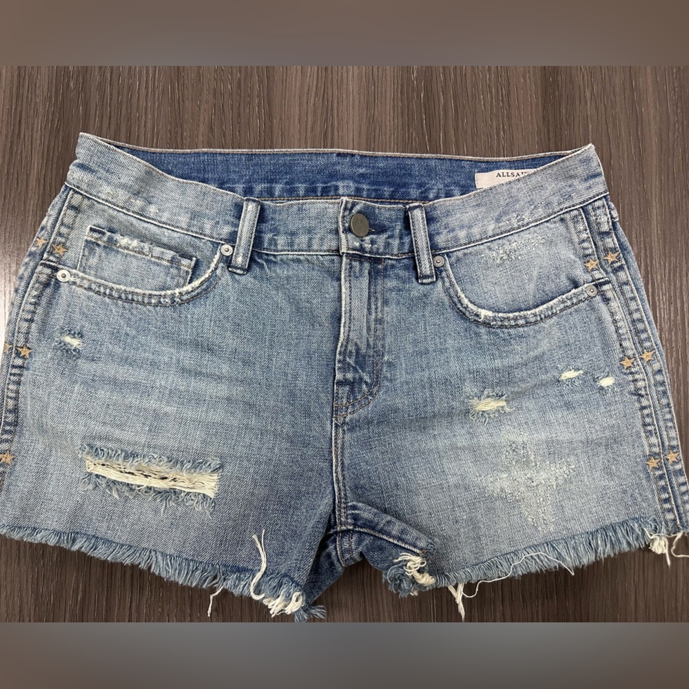 All Saints Women's Blue Denim Shorts
